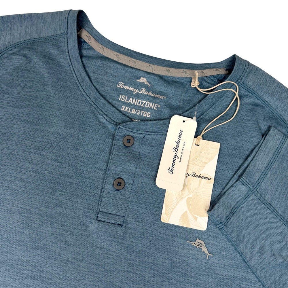 NWT Tommy Bahama IslandZone Sandrunner Henley UPF 30 Mens 3XLB Blue Gorpcore
